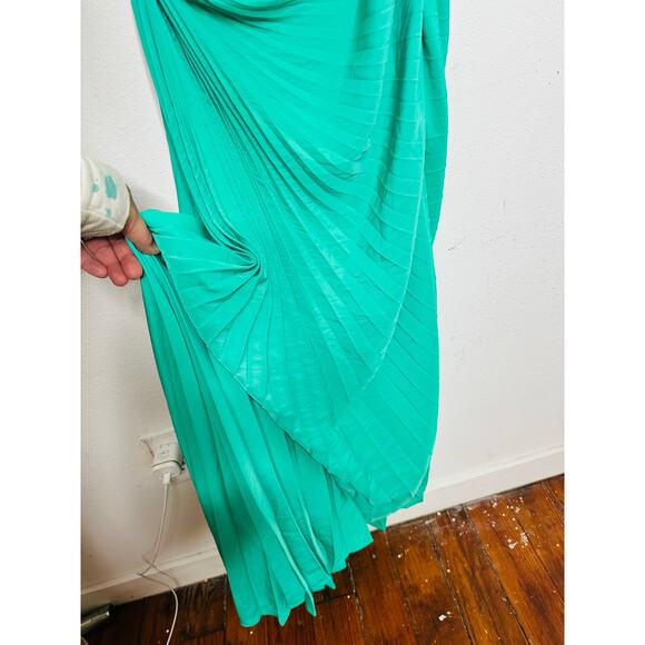 A.L.C. Green Mint Delfina One Shoulder Pleated Side Cutout Dress size 12 NWT - Picture 4 of 16